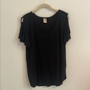 Faded Glory Black Cut Out Short Sleeve T-Shirt